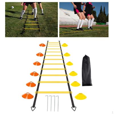 Juego de Equipos de Entrenamiento de Agilidad para Fútbol 4 Estacas de Acero Escalera Sensible Velocidad para