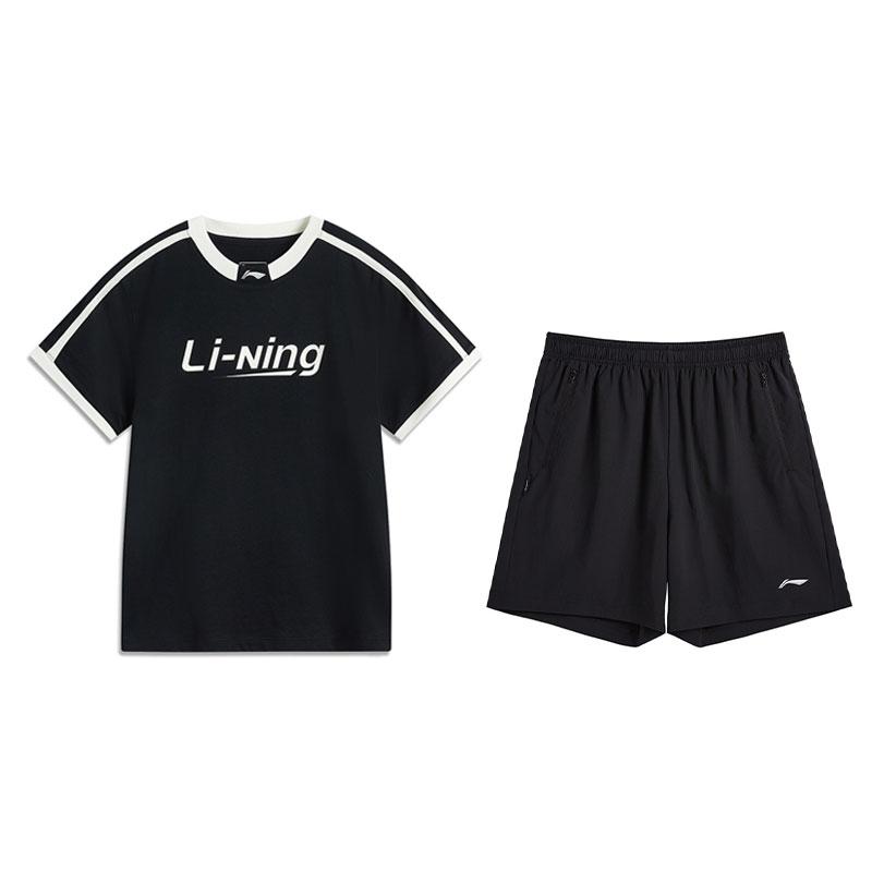 

Li Ning Versatile Loose Short Sleeve Top Comfortable Shorts Casual Sports Set Women sets B44-2+V157-1 L