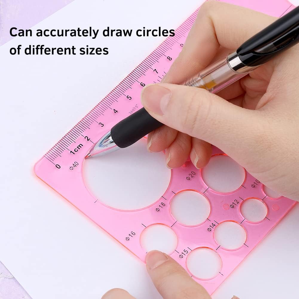 4 Pcs Circle Template for Drawing Circle Stencils Drafting Tools Set Stencil Maker Rulers,Digital Measuring Templates Rulers for Office,