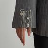 Stylish Bear Brooch Trendy Metal Bead Chain Brooch INS Style Suit Hanging Ornament  Bag Decoration
