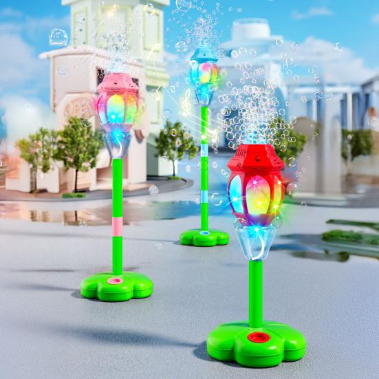 Automatic Bubble Machine for Kids Bubble Blower with Lights And Music Adjustable Height 17-38 Inches Vertical Bubble Tower Stand Hands-Free
