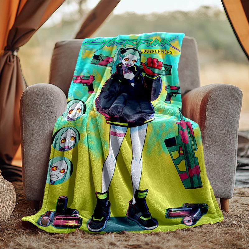Cyberpunk Flannel Blanket Soft Warm All-Season Throw, Design for Camping, Car Travel, Hiking Sofa, Bed, Office Perfect Gift for Parties