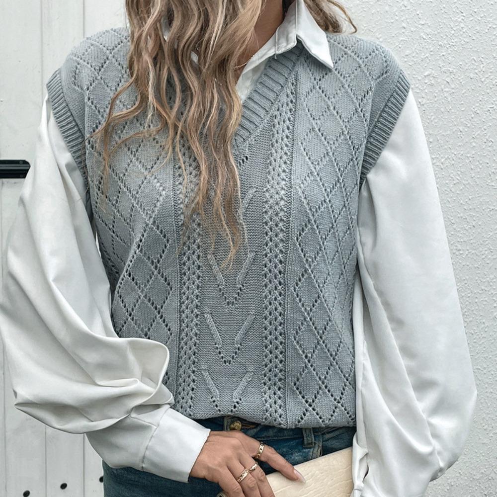 Autumn Women's V-neck Solid Color Sweater Vest