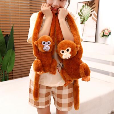 Złota małpka lalka pluszowa zabawka małpa o długich rękach orangutan lalka klamra do zasłony lalka do uspokajania dzieci