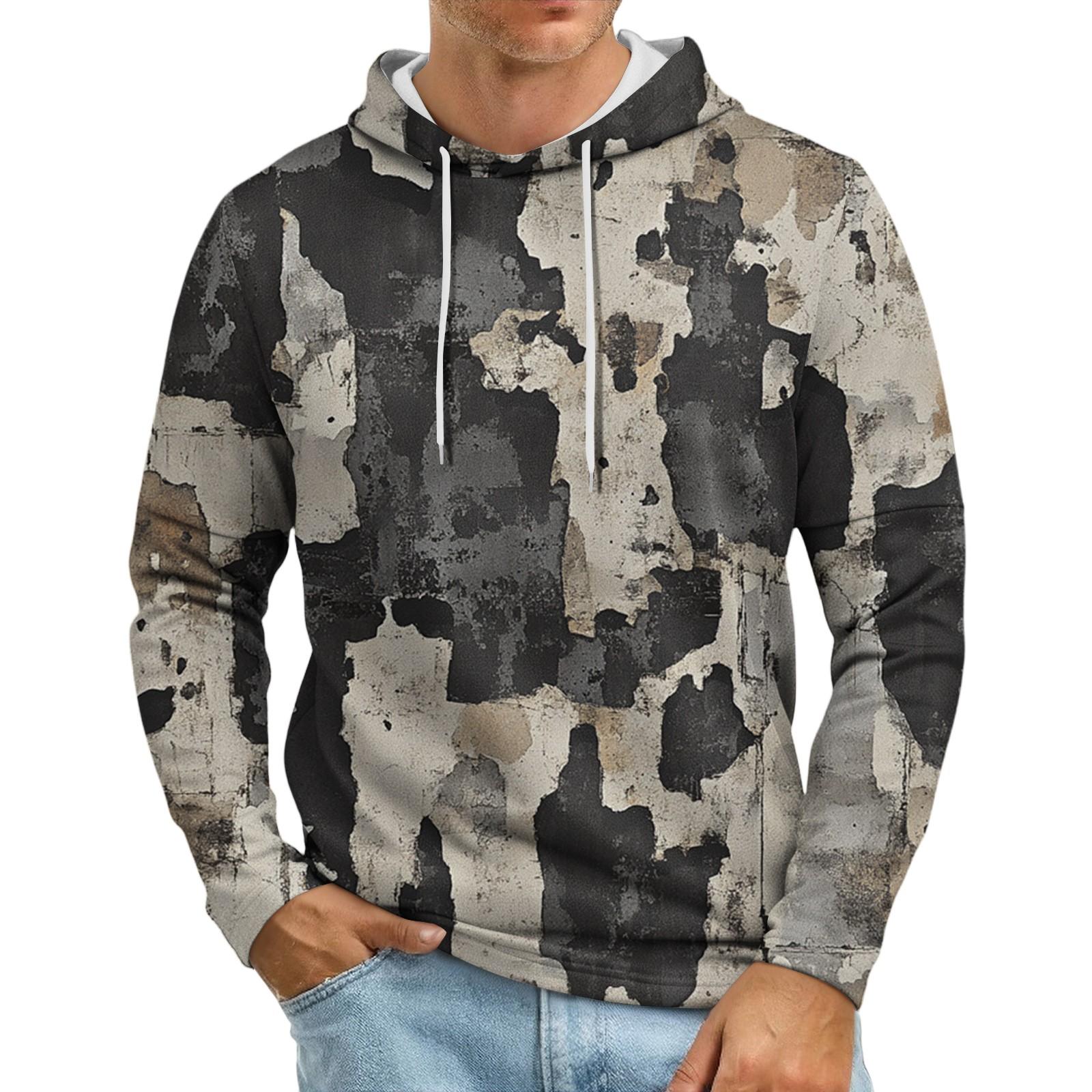 

Men s Loose-fitting Casual Camouflage Print Hooded Sweatshirt L