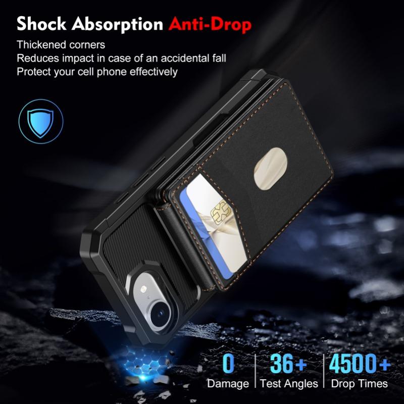 For Magsafe Wallet Card Holder Leather Case For iPhone 16E 16 Plus 15 14 13 12 11 Pro Max Magnetic Protection Stand Phone Cover