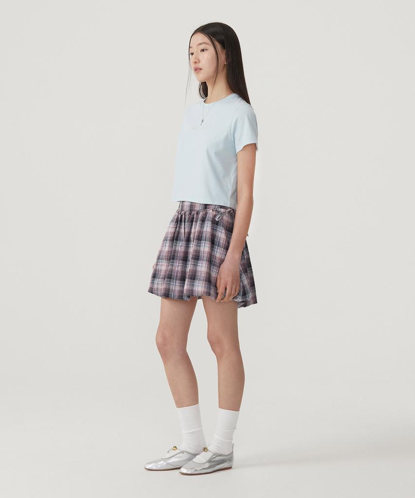 Covernat Woman Balloon Mini Skirt Check