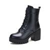 8cm Small Size 32-43 New Block High Heels Shoes Genuine Leather Boot Winter 2025 Thick Fur Wool Ankle Boots Office Model Mom