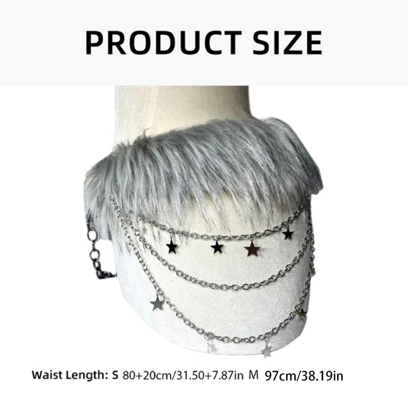 Furred Waist Belt Belly Chain for Dress Chain Belt for Women Waist Chain Belt Cowboy Waist Chain Luxurious Belt