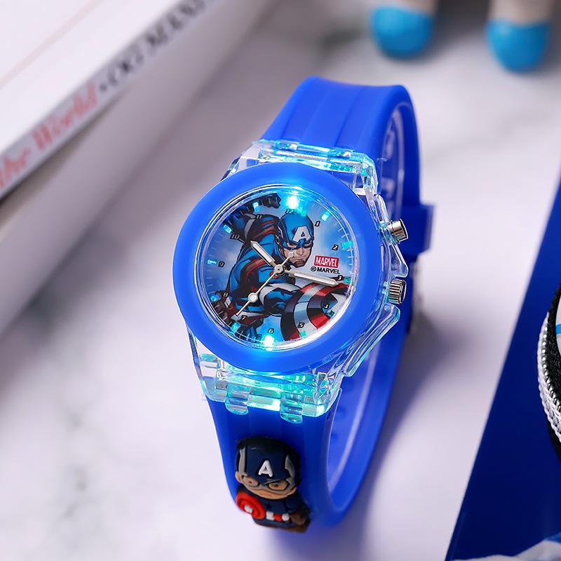 Marvel Cartoon Glow-in-the-Dark Silicone Quartz Watch for Kids and Students