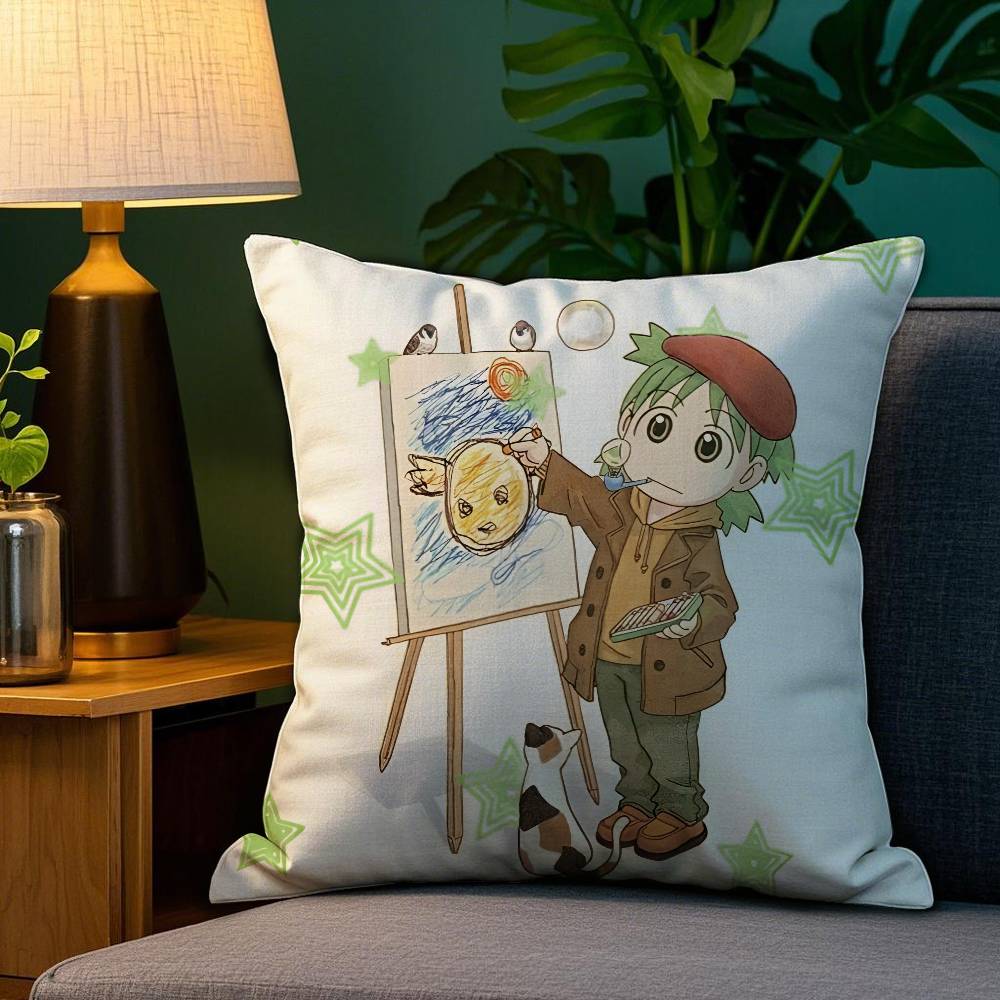 Healing Anime Cute Y-Yotsuba Pillow Case Anti-dustmite Pillowcase Invisible Zipper Silky Short Plush Sofa Cushion Cover