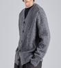 Button Seoul Wool Blend Textured Knit Cardigan (Charcoal)
