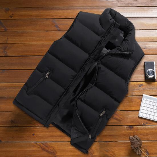 

Мужской осенне-зимний однотонный жилет, пальто с воротником-стойкой, водостойкий уличный жилет на молнии без рукавов, пуховик