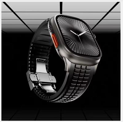 Rubber Band for Apple Watch 46mm 45mm 44mm 42mm Sports Strap for Iwatch Ultra 2 1 49mm Series 10 9 8 7 Se 6 5 Se Luxury Bracelet