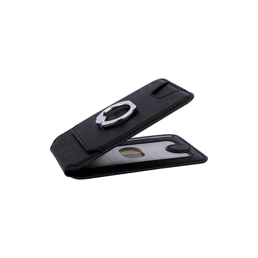 Compatible Apple MagSafe Leather Card Holder and Phone Stand with ID Storage and Finger Ring.
