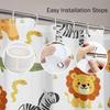 Shower Curtain Safari Animals With Cute Hippo Crocodile Lion Elephant And Giraffe In Childish Style Waterproof Polyester Fabric