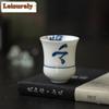 HOYIHM 1pc/lot Handwritten Blue And White Calligraphy Master Cup Jade Clay White Porcelain Tea Cup Smelling Fragrant Mug Teaset