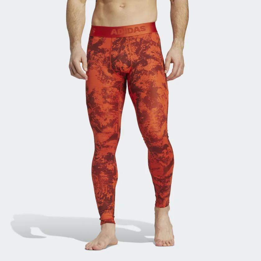 Adidas SS23 French Open Series Tie-Dye Full Print Tight Fitness Leggings Men Leggings Red HS6789