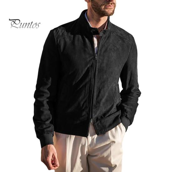 

Мужское пальто с воротником-стойкой, длинным рукавом, однотонная замшевая куртка с двусторонними карманами на молнии, приталенная верхняя одежда XXL