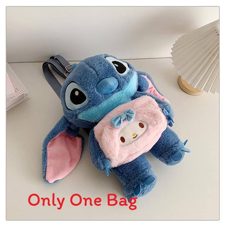 Soft Girls Cartoon Plush Backpack With Zipper Closure For Travel Casual