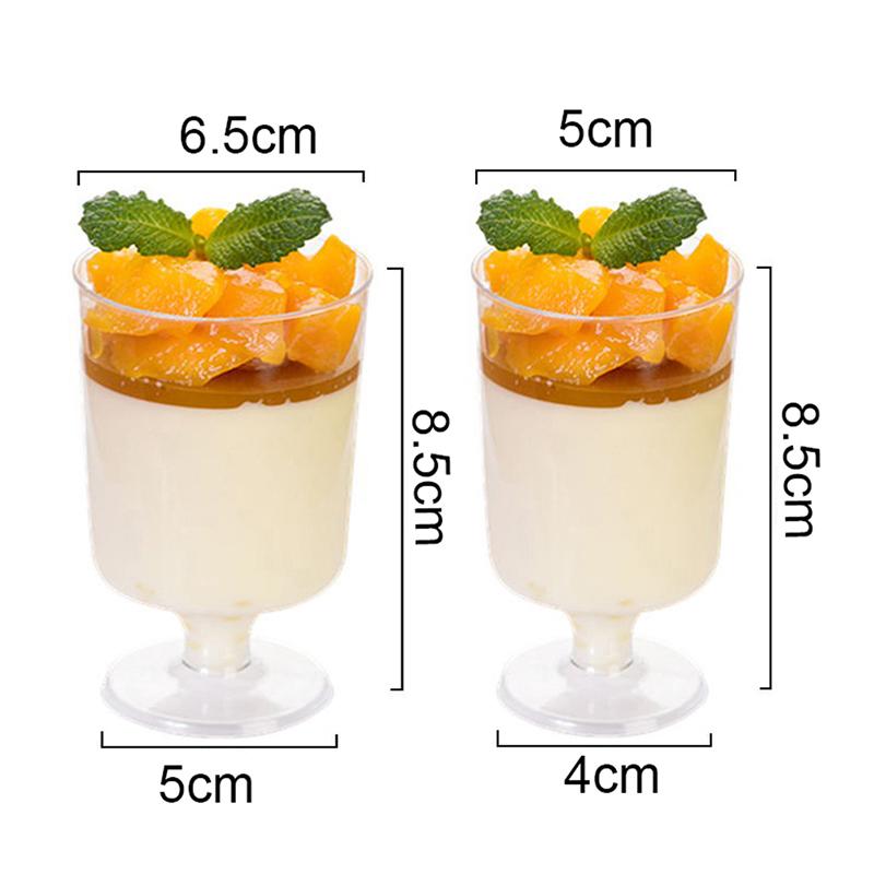 10Pcs Mini Disposable Cups Mousse Cup Pudding Cup Jelly Cup Small Wine Glass Aviation Cup Goblet Disposable Plastic Cup Transparent