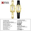OFNS Women's Luxury Square Leather Strap Watch - Waterproof Quartz with Diamond Detailing