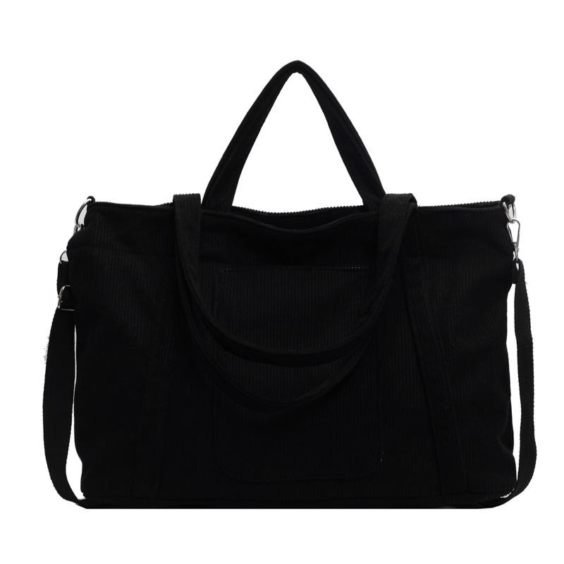 Sacs à bandoulière en velours côtelé grande capacité pour femmes Sacs fourre-tout simples de couleur unie pour femme pour le travail l'école Sacs à main polyvalents pour dames