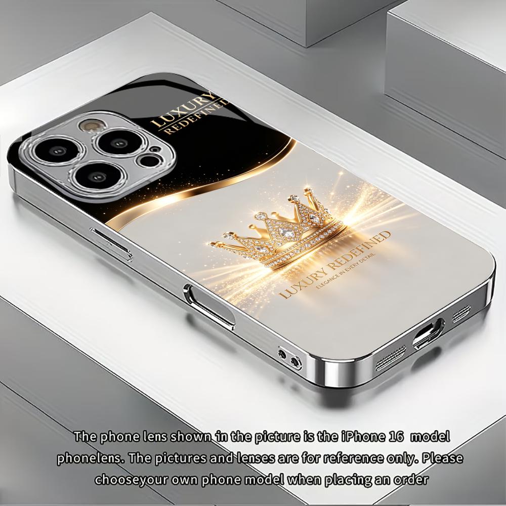 Simplicity Luxury-Style Crown phone case for funda iphone for iphone 17 pro max cover glass for iPhone 17 16 15 14 13pm Pro Plus