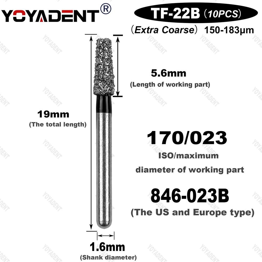 TF Type Extra Coarse Dental Bur Diamond Burs Dentistry Drills Dia.1.6mm For High Speed Turbines Dentist Grinding Tool 10pcs/Pack