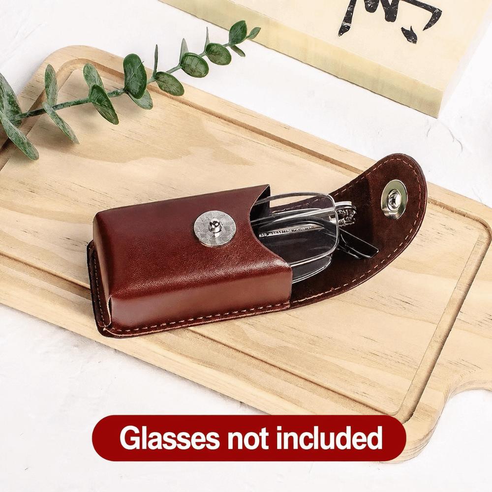 Anti Squeeze Leather Glass Pouch Belt Loop Fold Spectacle Box Eyeglass Case Field Work
