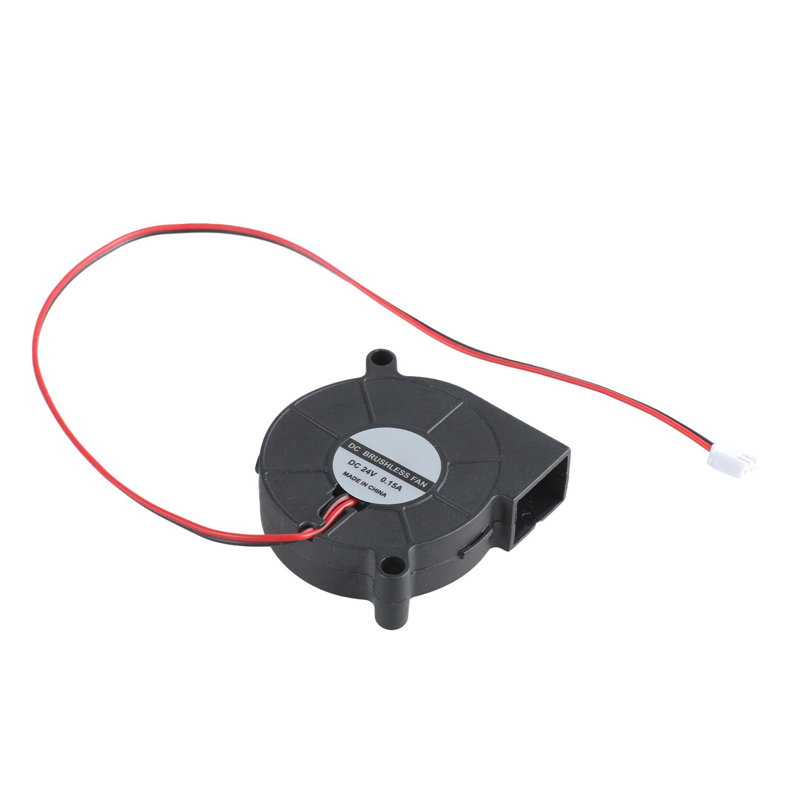 

5015 Вентилятор охлаждения воздуходувки 5 В/3000 об/мин 12 В/5500 об/мин 24 В/4000 об/мин для 3D-принтеров, ноутбуков, компьютеров, на масляном подшипнике, провод 28 см 24V