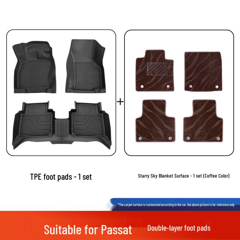 Volkswagen Passat Fully Enclosed TPE Floor Mats, Car-Specific, Original Color, 25 Model Compatibility, Double-Layer Design