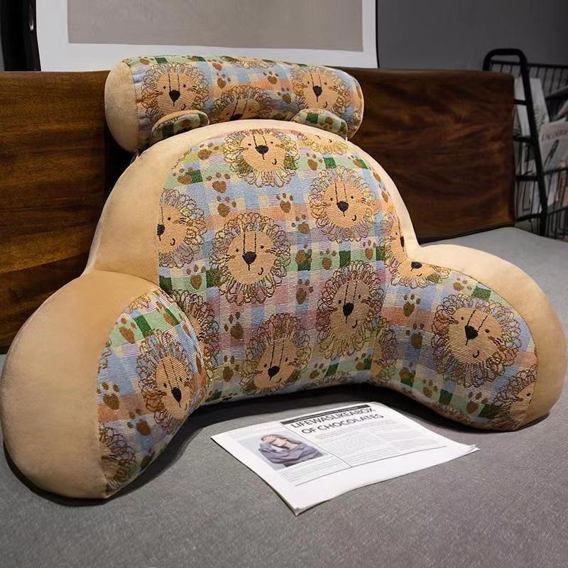 Large Bedside Backrest Cushion - Soft Lumbar Pillow for Reading & Phone Use In Dormitory or Tatami Rooms.