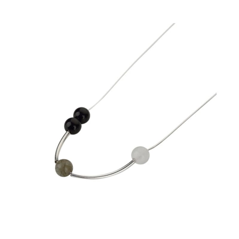 Charmy Silver Triple Gemstone-necklace