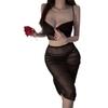 Sexy Fun Slim Skinny Fun Lingerie Uniform Seduction Perspective Mesh Breast Flirting Uniform