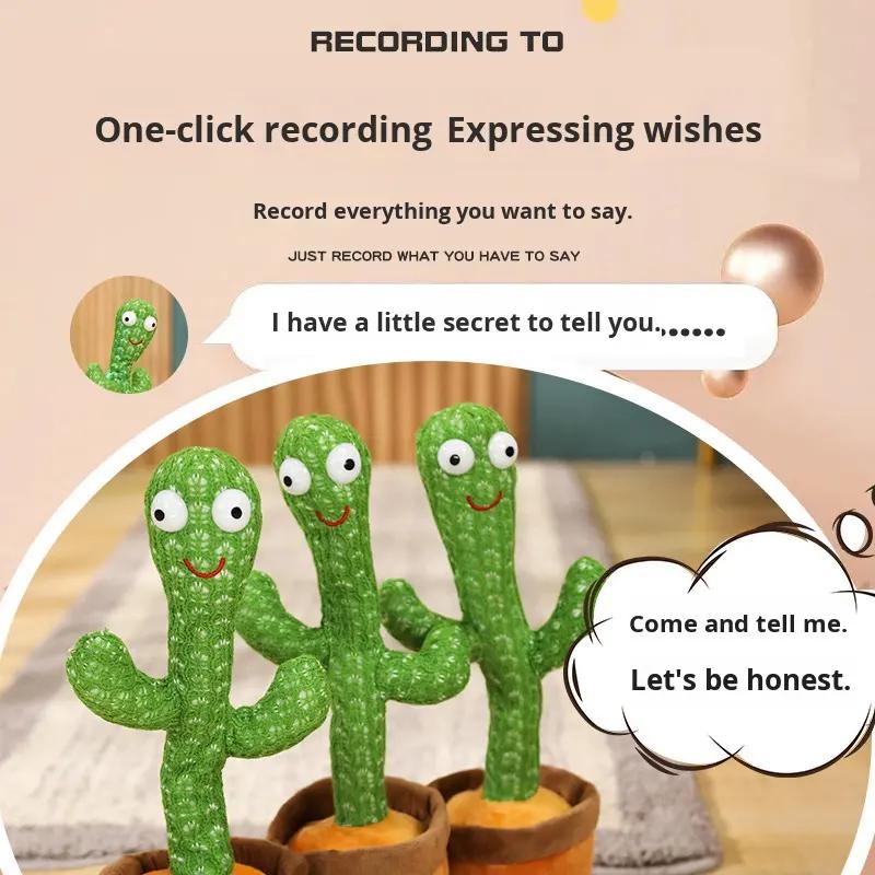 Custom Talking Twisting Dancing Cactus Musical Plant Enchanting Flower Soft Plush Toy 30cm Unisex Christmas Infants Toddlers