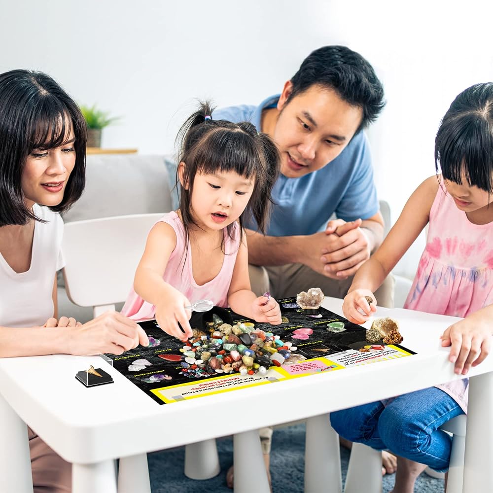 XXTOYS Gemstone Collection Set 200+ Pcs Natural Minerals Geology Science Kit for Kids