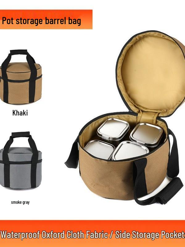 Mountain Outdoor Cooking & Tableware Set with Anti-Collision Gas Tank and Hand-Held Picnic Storage Bag.