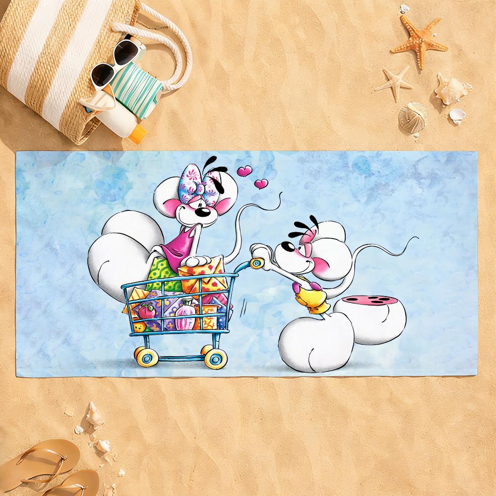 Cartoon Niedliche D-Diddl Maus Handtuch Schnelltrocknend Saugfähig Strandhandtuch für Sport, Fitness, Schwimmen und Outdoor-Aktivitäten
