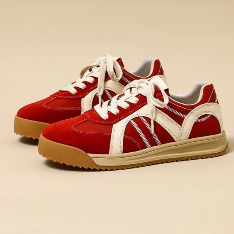 Mode Damen Sneaker Neu Retro Deutsche Trainingsschuhe Damen Winter Samt Fell Flach Lässig Forrest Gump Schuhe Damen Schnürer Runde Zehen