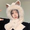 Plush Beanie Hat Scarf Thickening Ear Protection Cap Winter Scarf Set Hooded  Outdoor