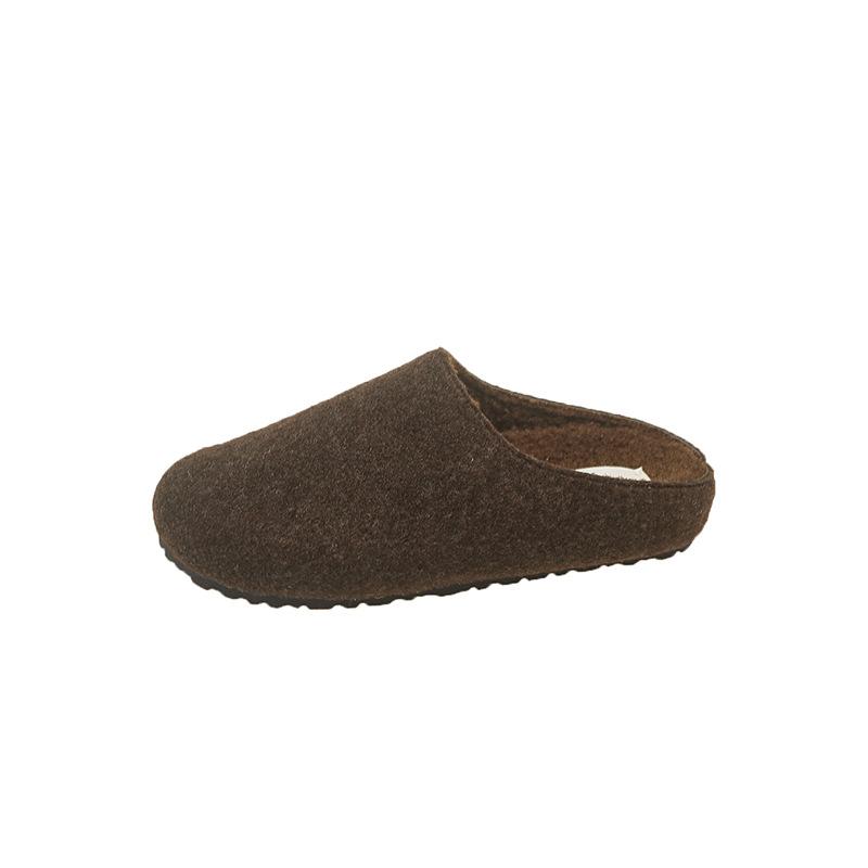 Thick-soled fluffy shoes with plush bag head Birkenstocks slippers elegant fairy style lazy shoes wear 22 autumn and winter models