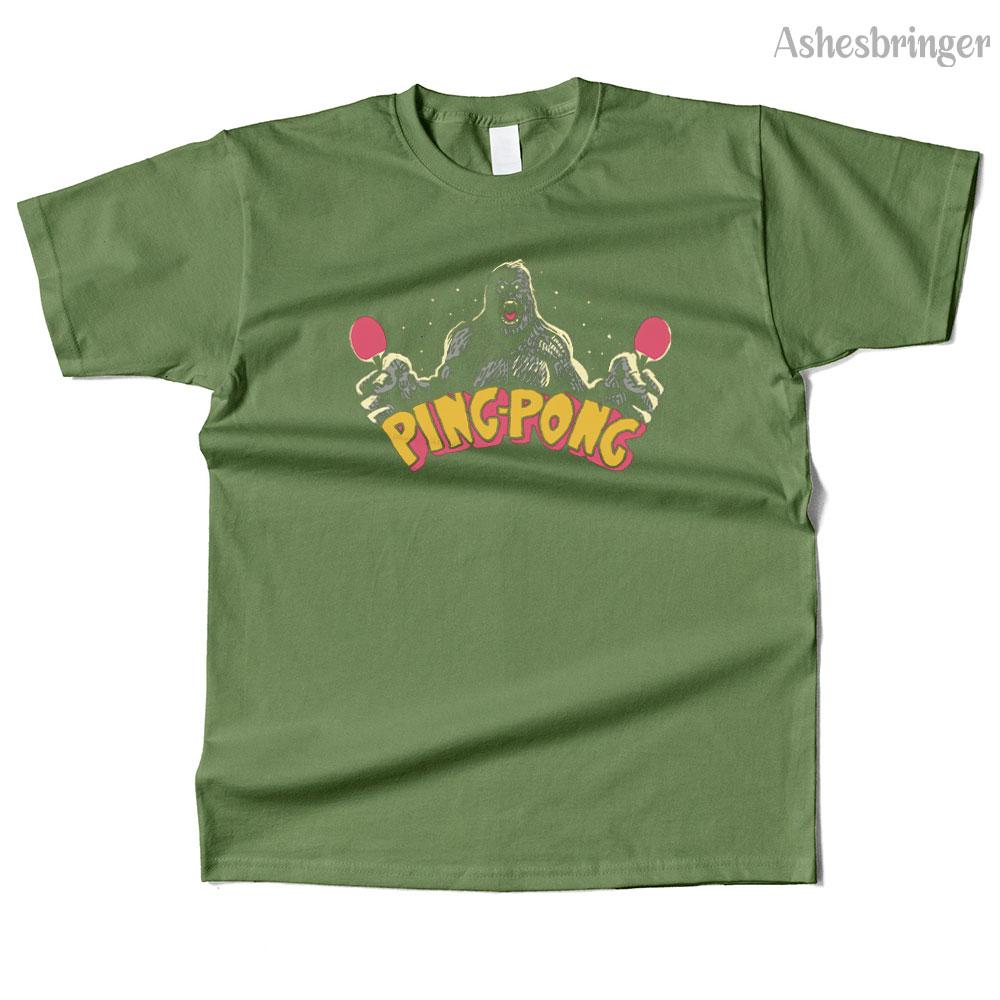 Mens Cotton Ping-Pong Kaiju Graphic Funny T Shirt Street Casual Style Tee for Men and Women