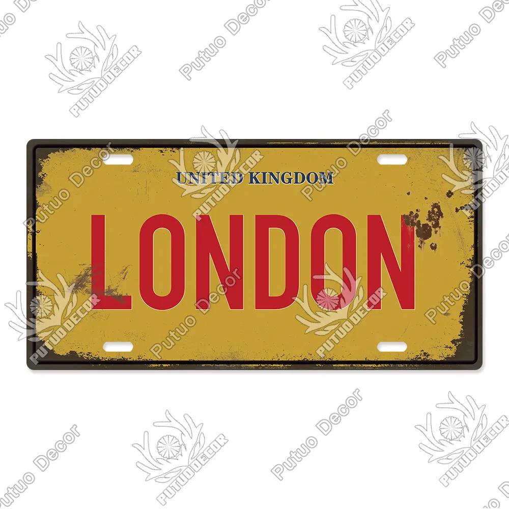 Putuo Decor Stadt Metallschild Plakette Metall Vintage Kennzeichen Blechschild Wanddeko für Man Cave Pub Bar Dekoration