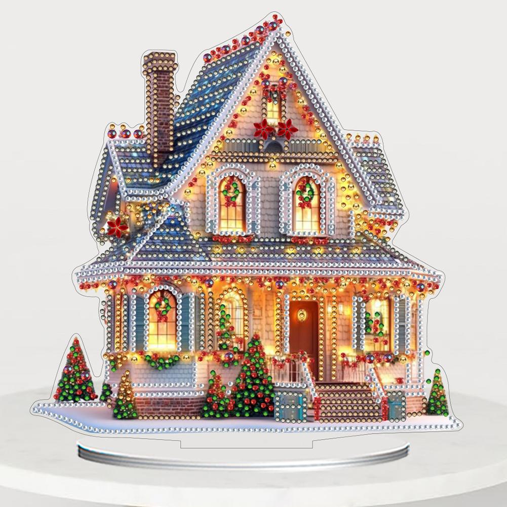 2D Flat Xmas House DIY Diamond Painting Tabletop Ornaments Kit Table Top Diamond Painting Ornament Kits Bedroom Table Decoration