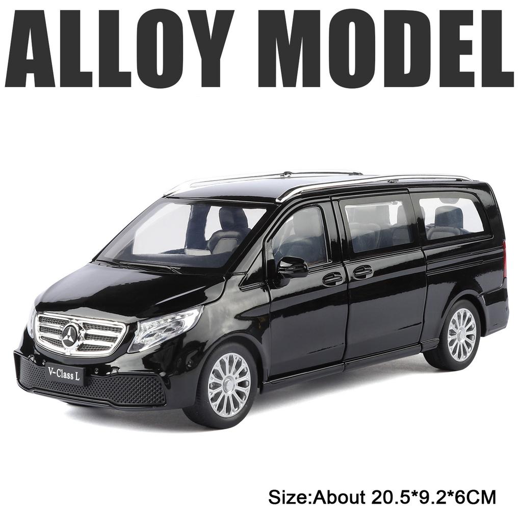 1:24 V260L D9 MPV Model Toy Car Wheel Steering Shock Absorption Doors Opened Models High Simulation Cars Models Boys Gifts