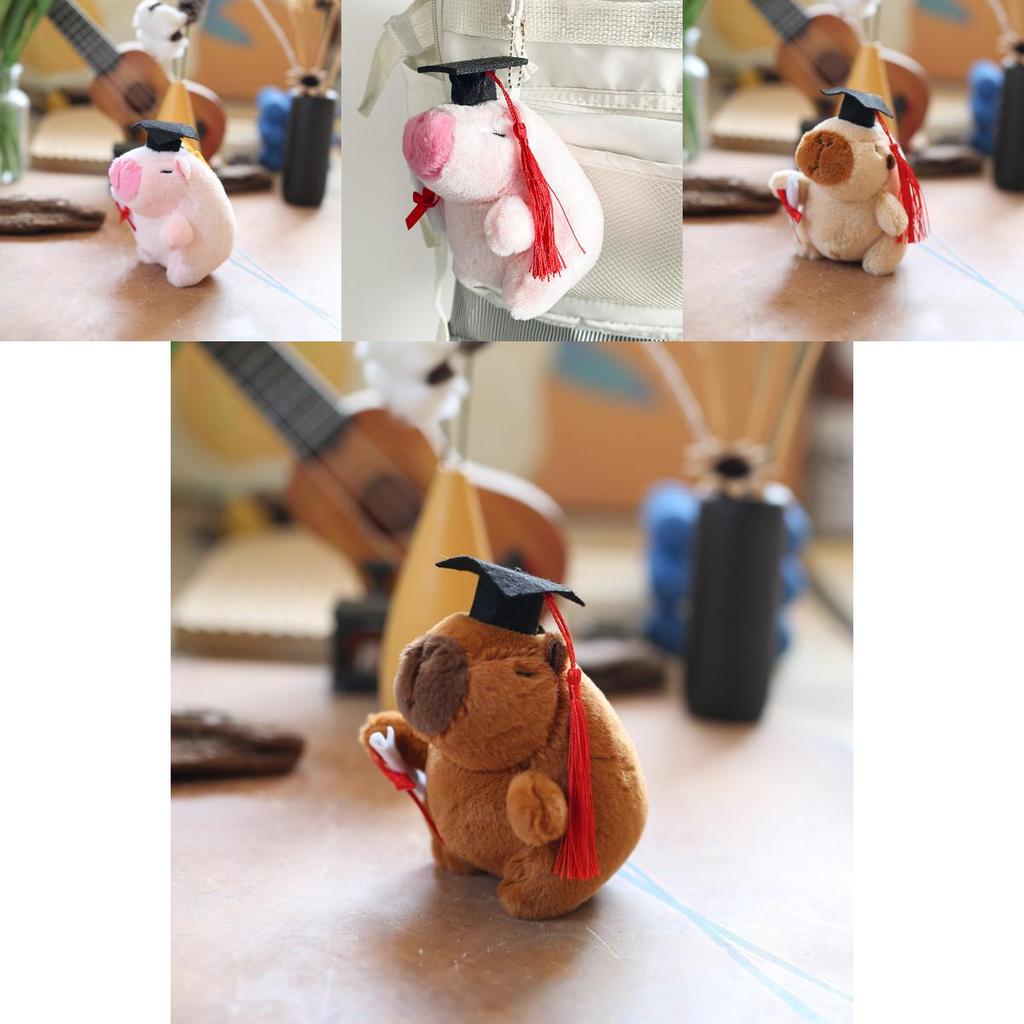 Cute Graduation Cap Capybara Stuffed Animal Bag Charm For Throwing Graduation Season