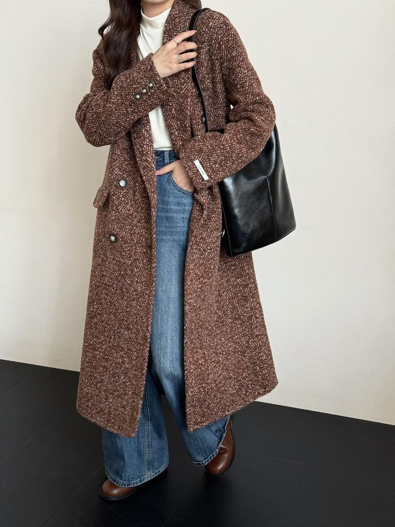 Autumn and winter new double-sided cashmere coat design sense advanced sense long fashion temperament wool woolen coat women
