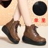 6cm Comfortable Thick Bottom Platform Shoes Soft Leather Boots Winter 2025 Med Heels Wedges Short Fur Snow Ankle Boots for Mom