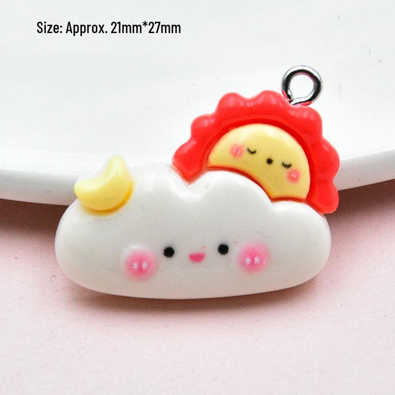 Cartoon Cloud & Rainbow Keychain Pendant - Cute Resin Glossy Jewelry Accessory